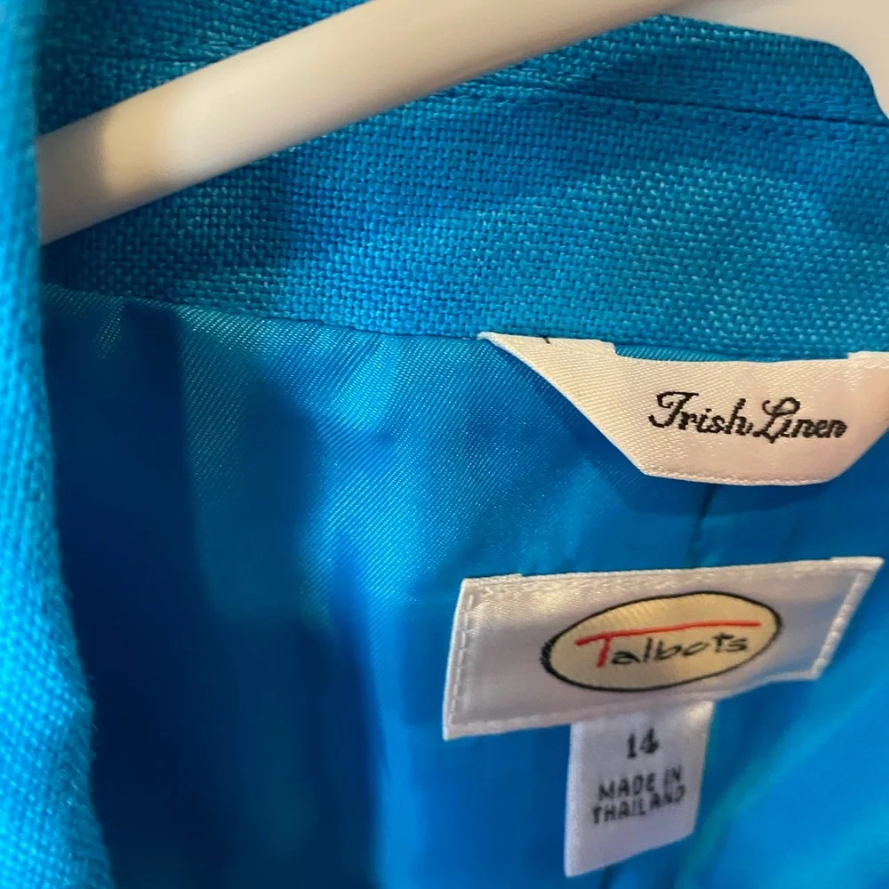 Talbots linen jacket-Turquoise - Picture 3 of 3